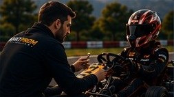 Coach adjusting a driver’s kart